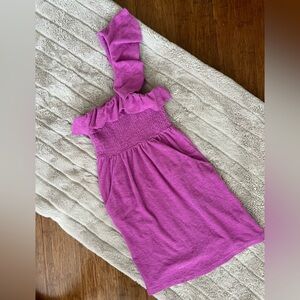 Y2K Juicy Couture Dress TerryCloth Violet Ruffle Trim 1 Shoulder Smocked Bust XS